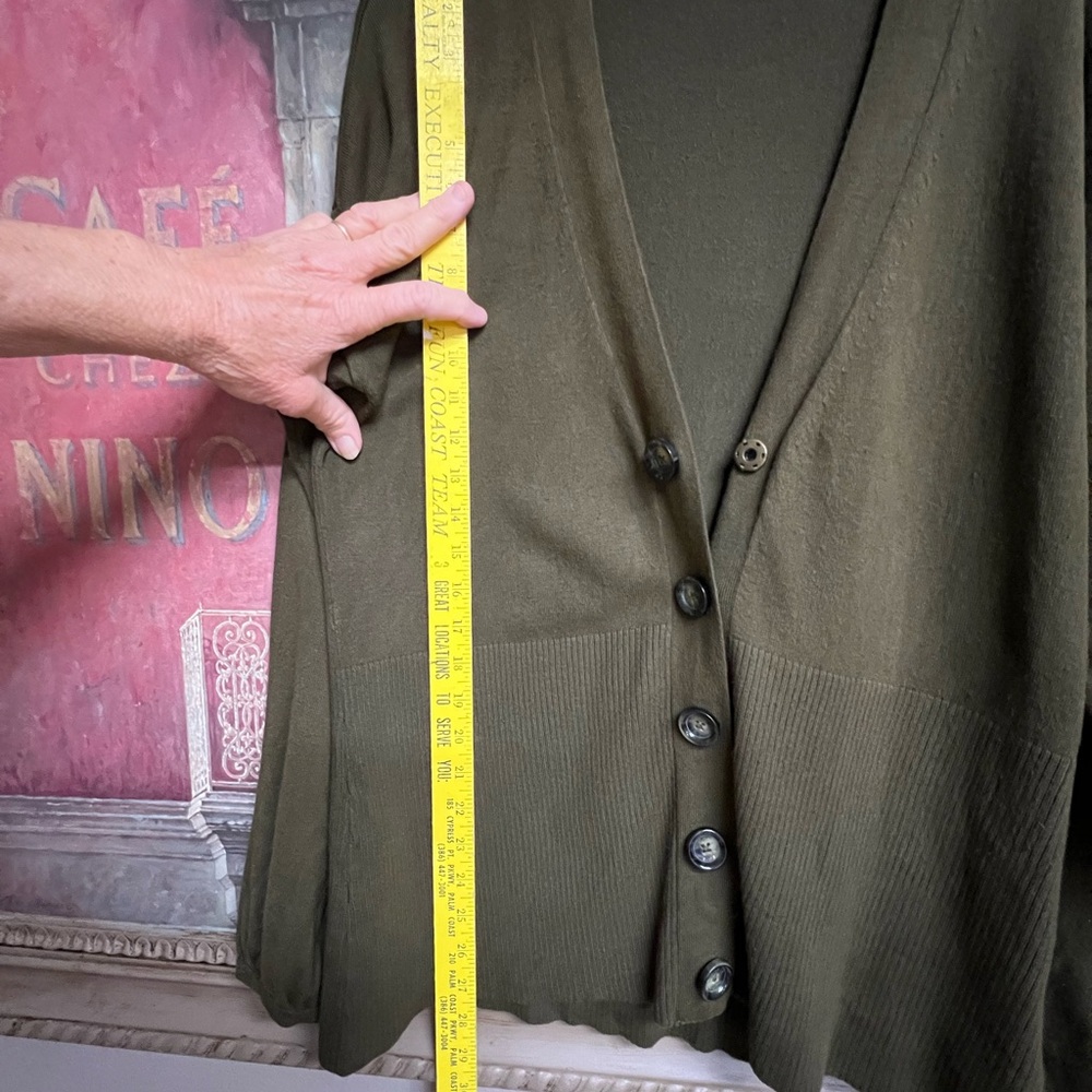 Michael Kors Olive Green Cardigan Sweater - Picture 10 of 14